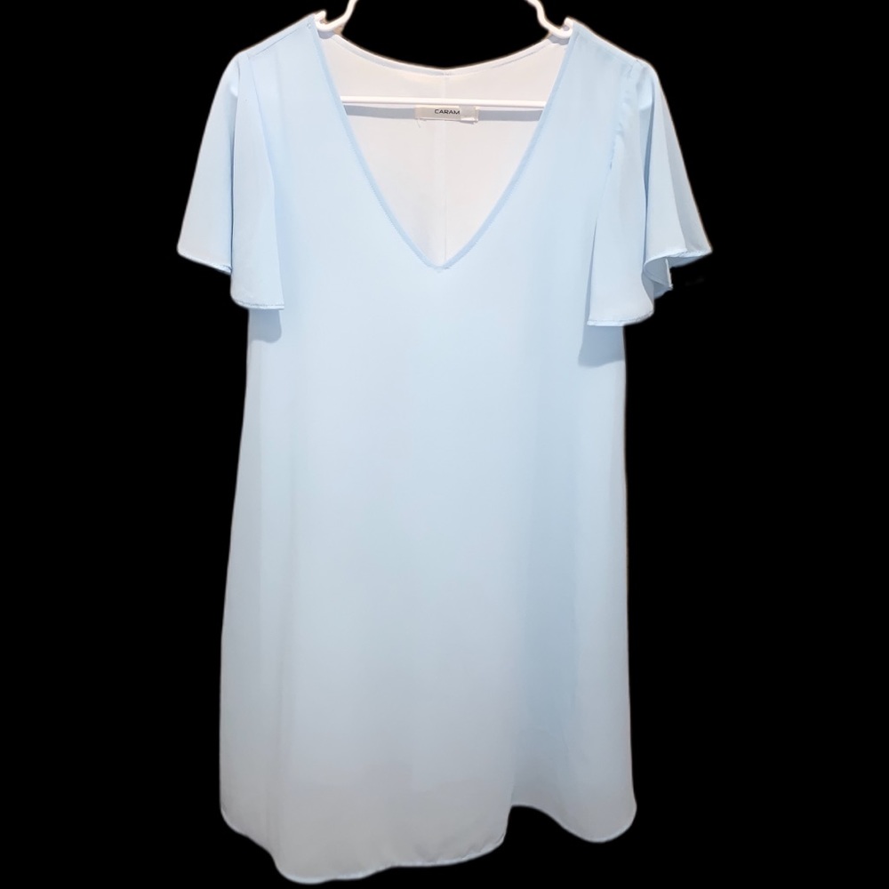 Riff Raff Flutter Sleeve V-neckline Dress Blue